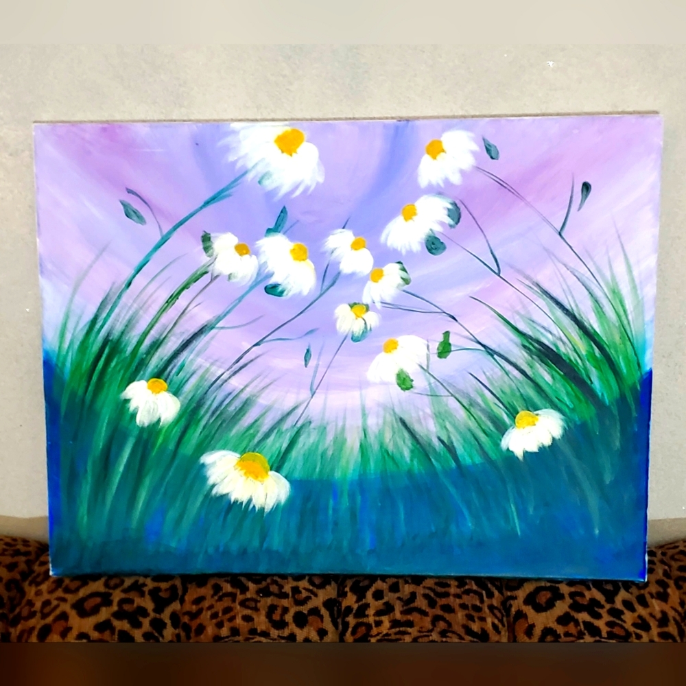 Daisy Garden Acrylic Painting  18inchx24inch:  $25